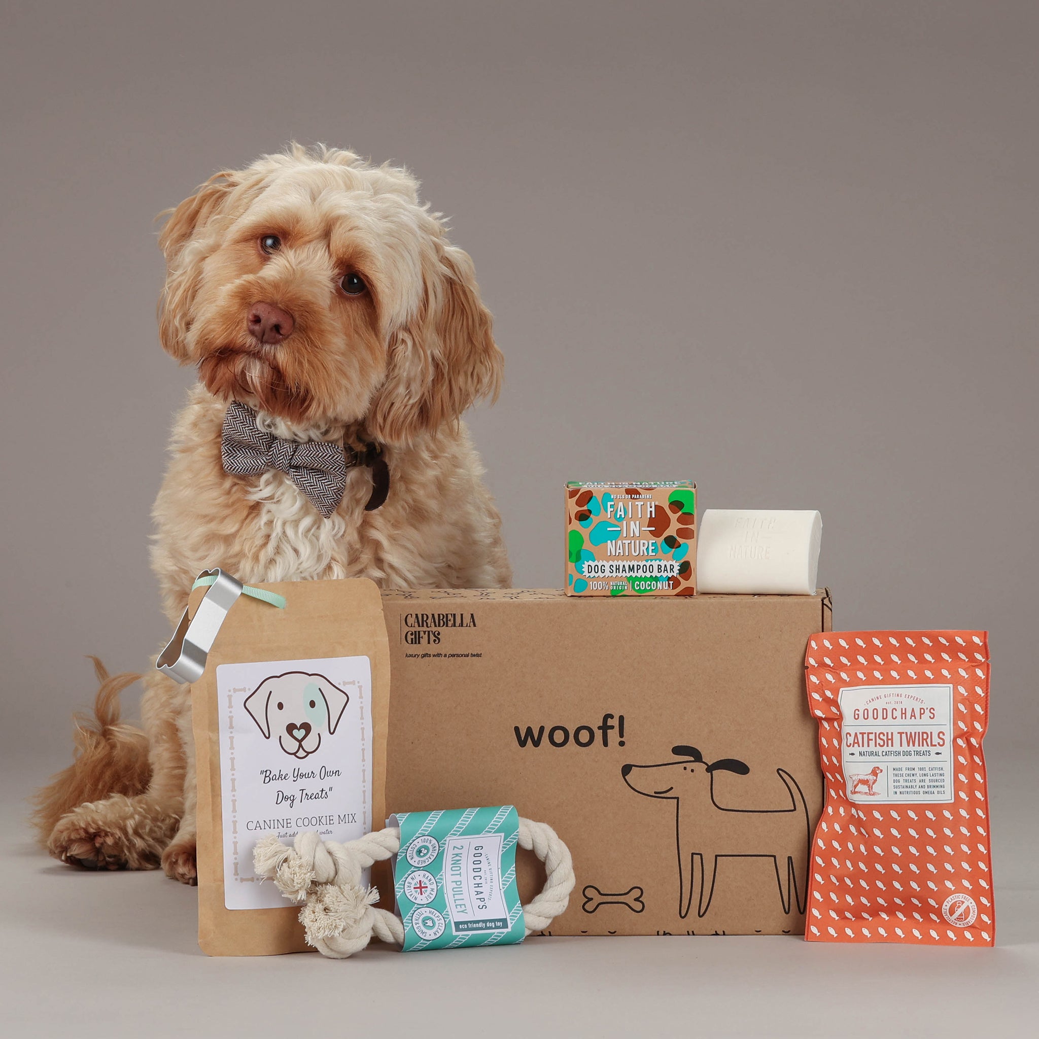 Gift Box for Dogs! Every Brindle Box is customized and full of yummy treats, cute dog toys and discount essential pet goodies.